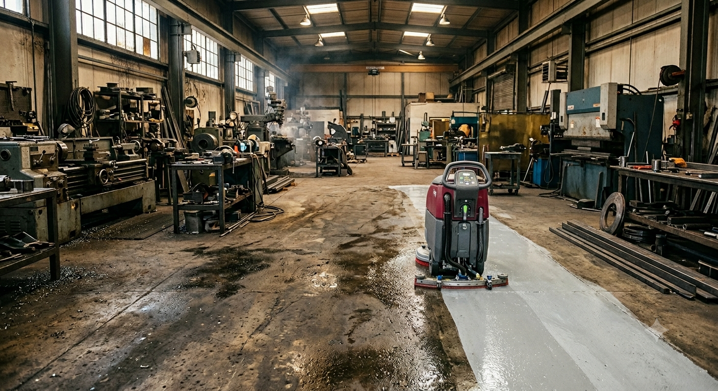 How to Choose a Floor Scrubber for a Metal Fabrication Shop