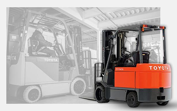 Forklift in warehouse