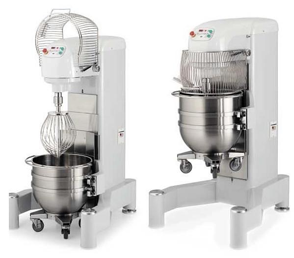 Bakery professional reviewing mixing equipment