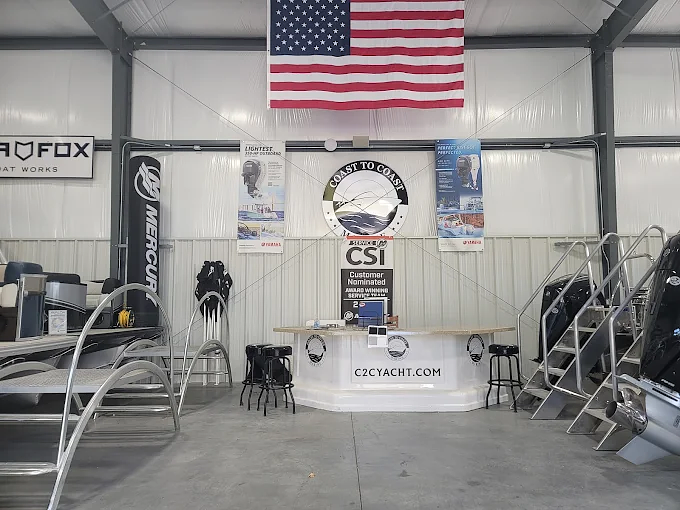 The Coast to Coast Marine showroom floor with the team's front counter