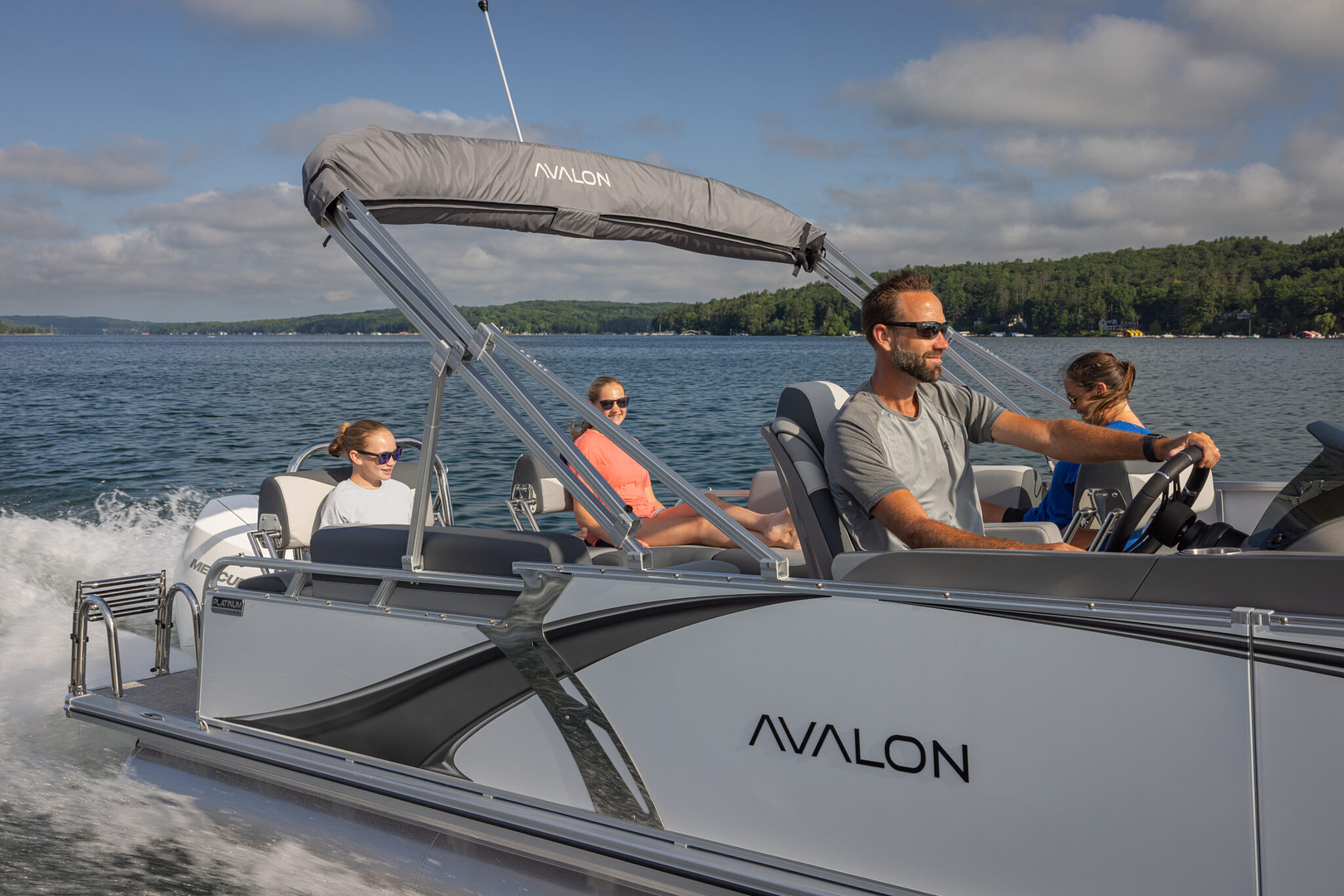 Avalon pontoon boat at the dock