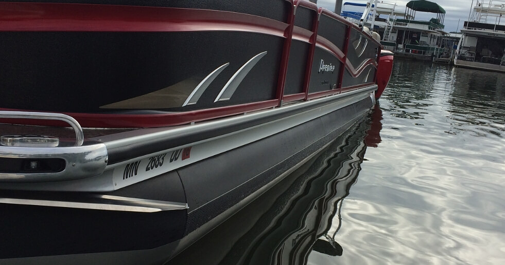 Pontoon with a Vantage wrap and guard combo kit installed