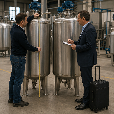 Reattore usato in acciaio inox pronto per l'ispezione — Coprinox