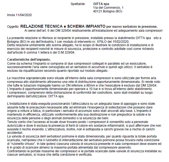 Linee Guida Recipienti in pressione (Aria compressa)