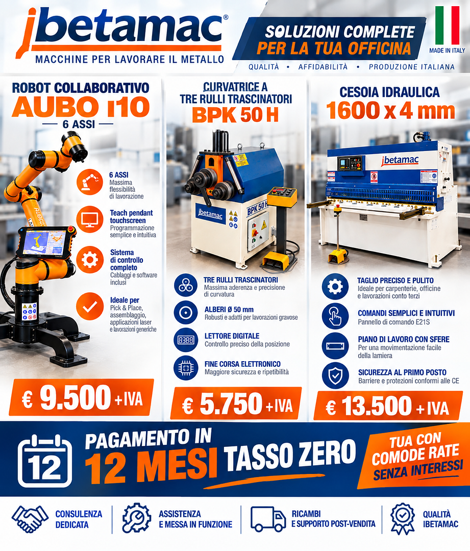 Macchine per la lavorazione del metallo: 3 soluzioni iBetamac con pagamento in 12 mesi a tasso zero