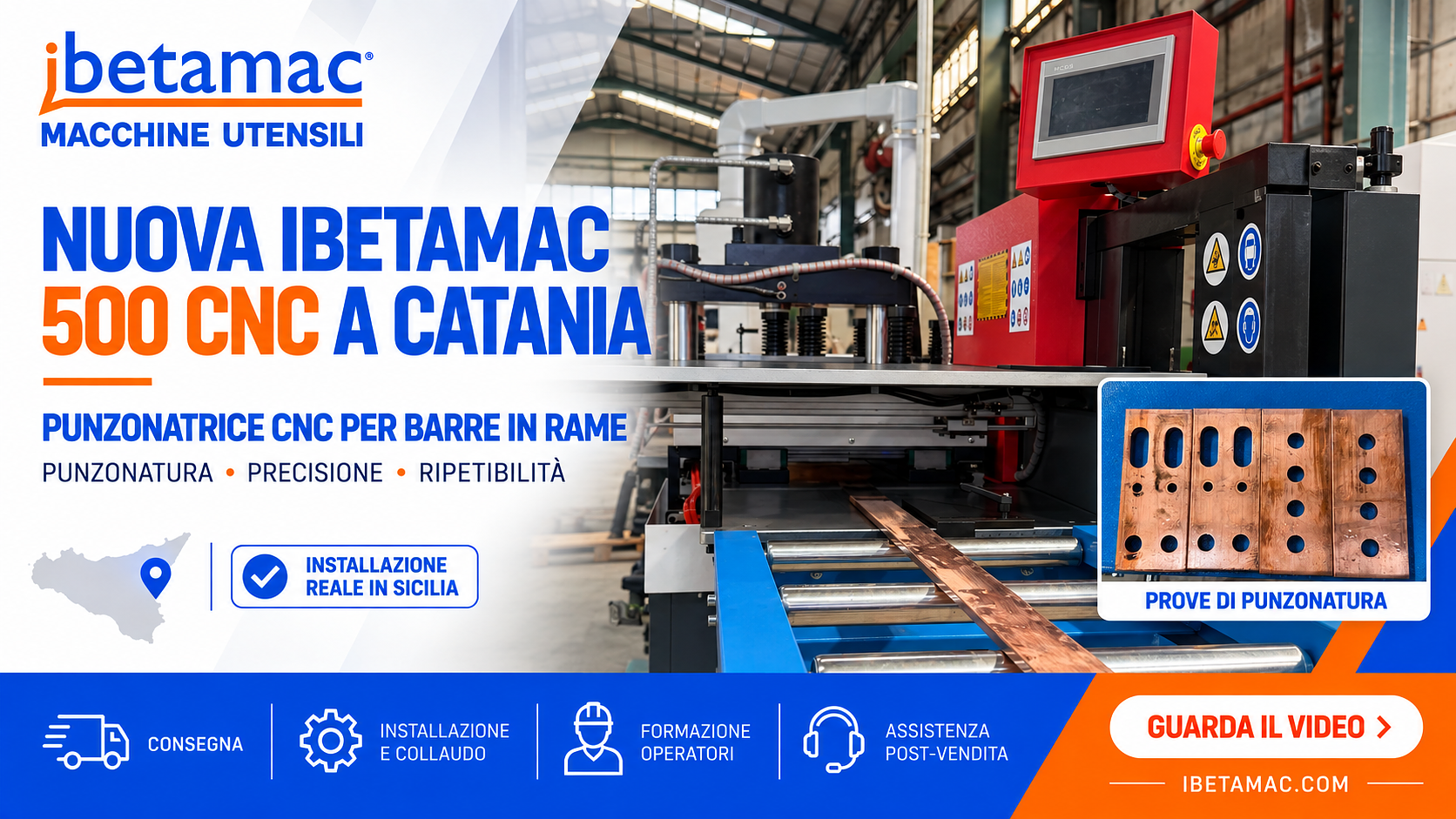IBETAMAC 500 CNC a Catania: nuova punzonatrice per barre in rame