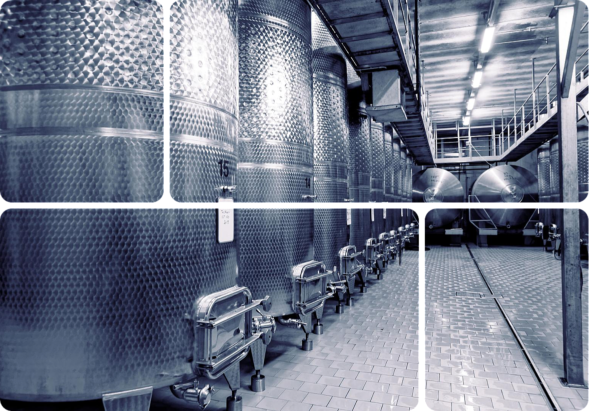 Stainless steel industrial tanks
