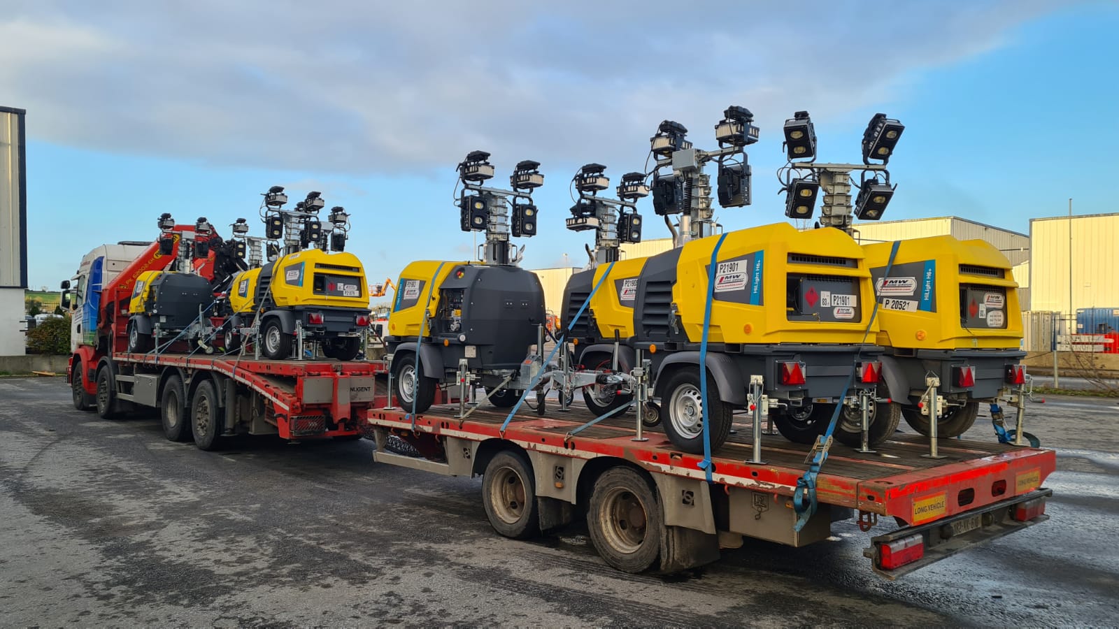 8x Atlas Copco HiLight 6+ Lighting Towers heading on a rental job to Co. Clare 