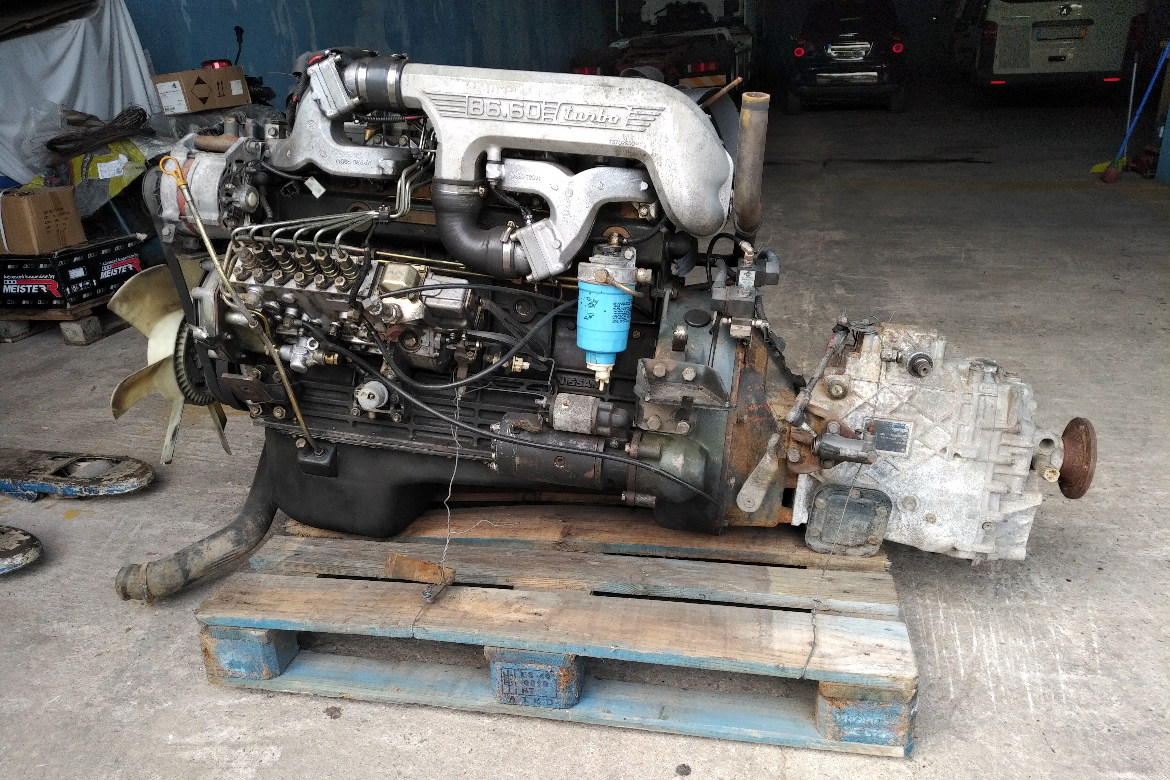 Nissan B6.60 Turbo engine & ZF manual gearbox complete recently sold to Madagascar.