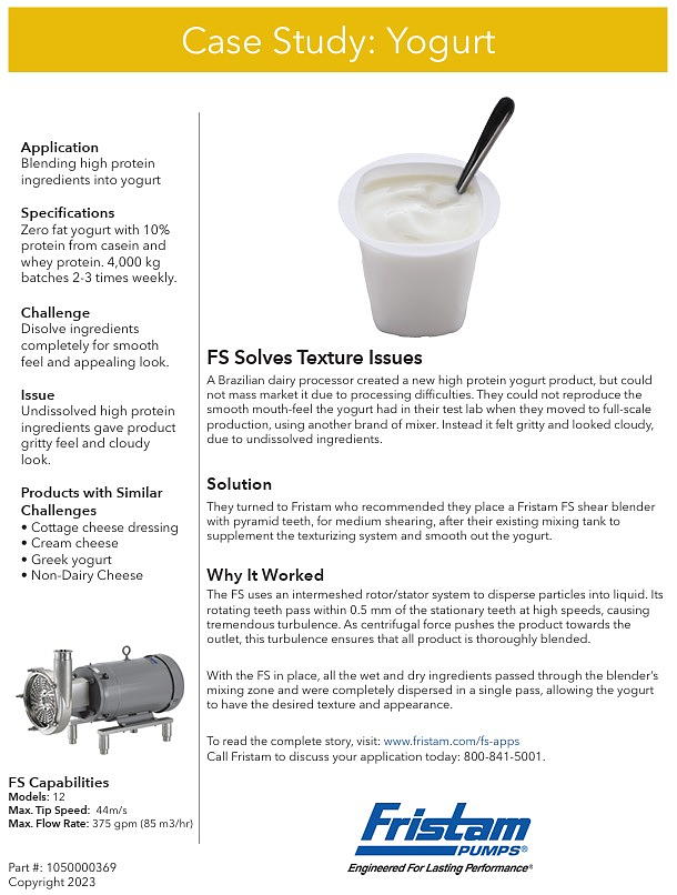 Fristam's FS Blender Solves Texture Issue: Case Study