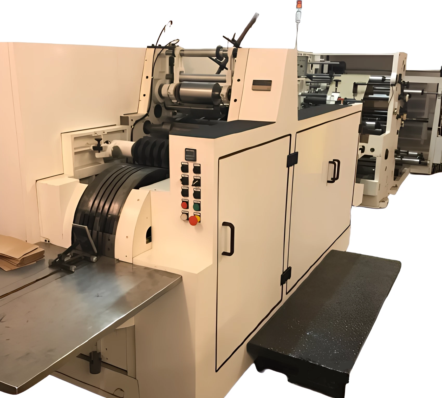 Reel-fed Square bottom (SOS) paper bag making machines without handles unit for sale at Mabv Machineries