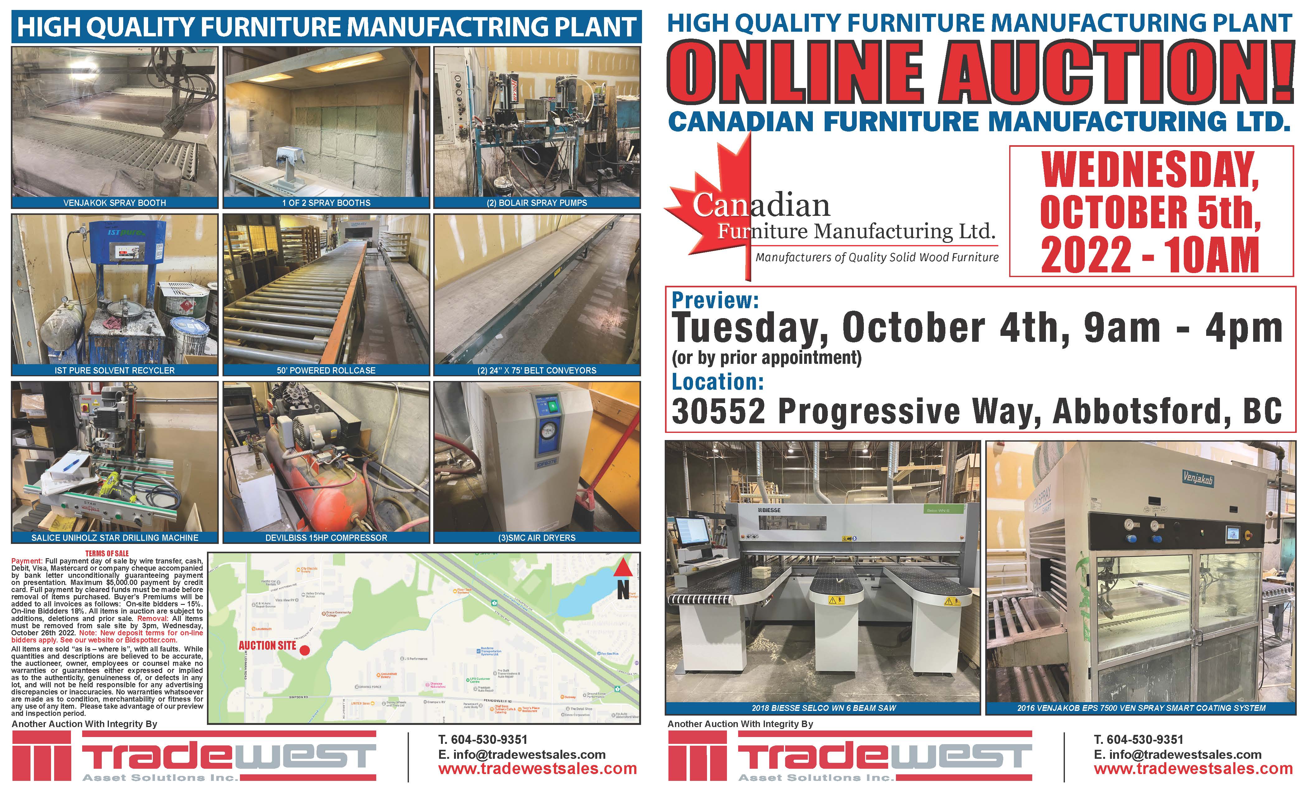 PAST AUCTION-- High Quality Furniture Manufacturer 