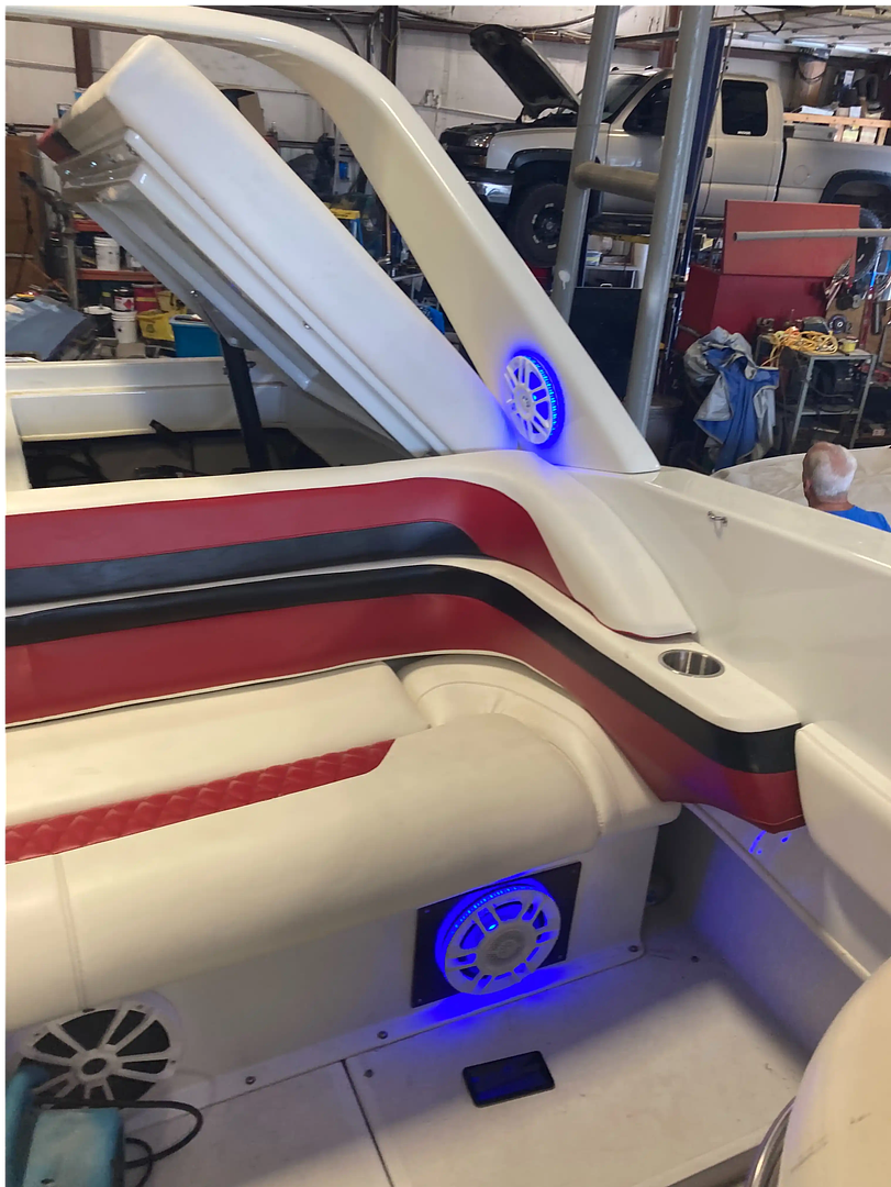Detailed boat interior upholstery at MC Marine