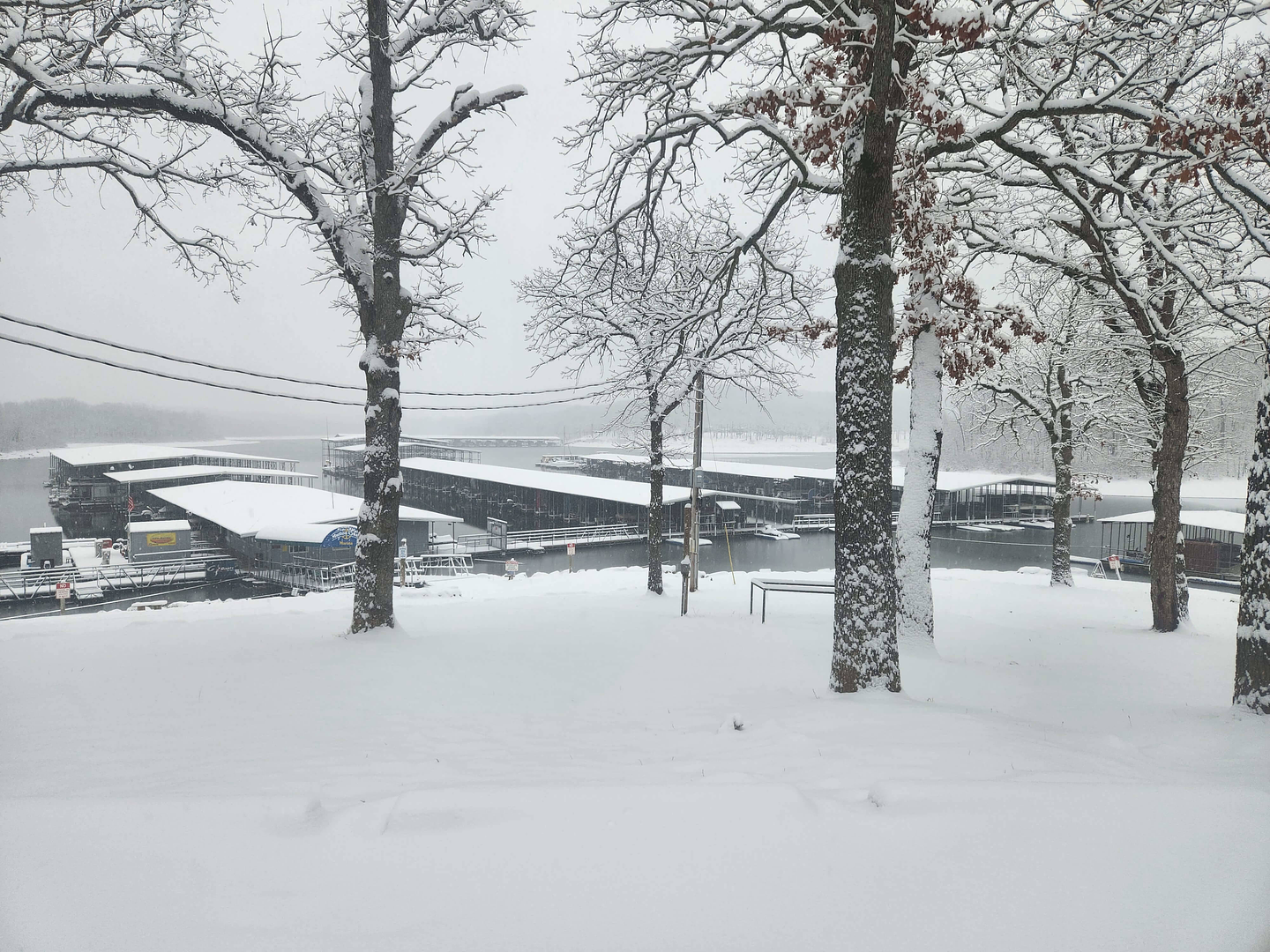 Mutton Creek Marina docks in winter