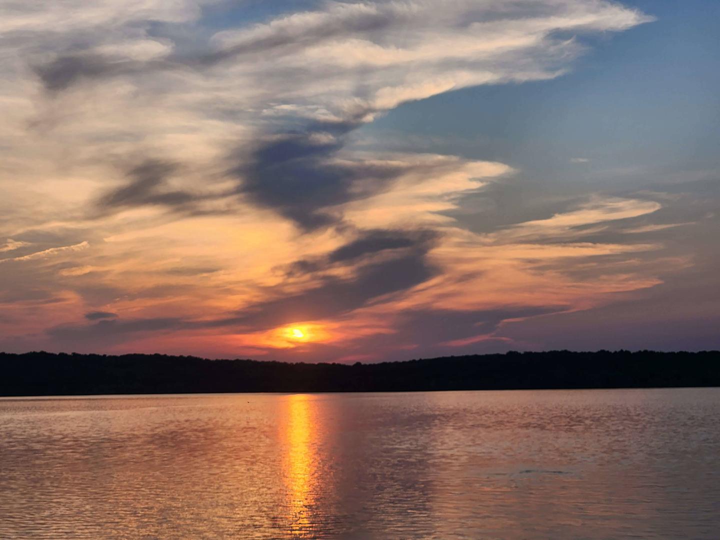 Dramatic sunset clouds over Stockton Lake