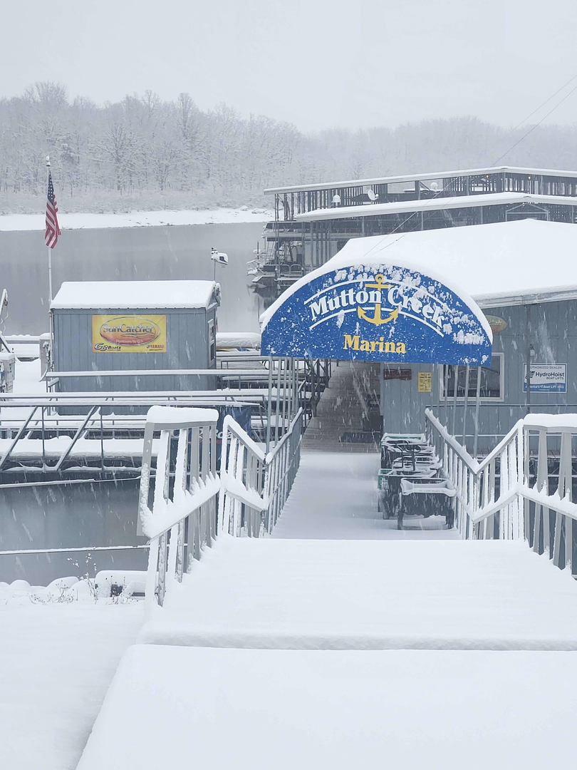 Dock walkway at the marina with lake views