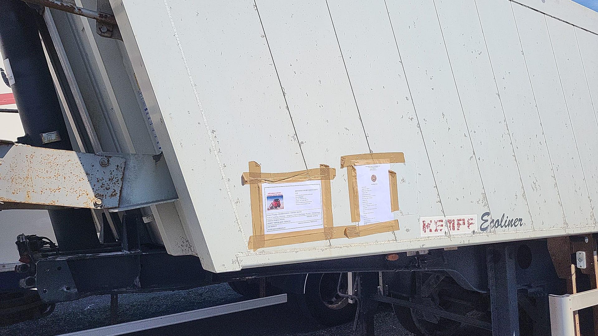 2007 KEMPF Aluminium Tipper Semi-Trailer Shipping from Belgium to Maputo, Mozambique