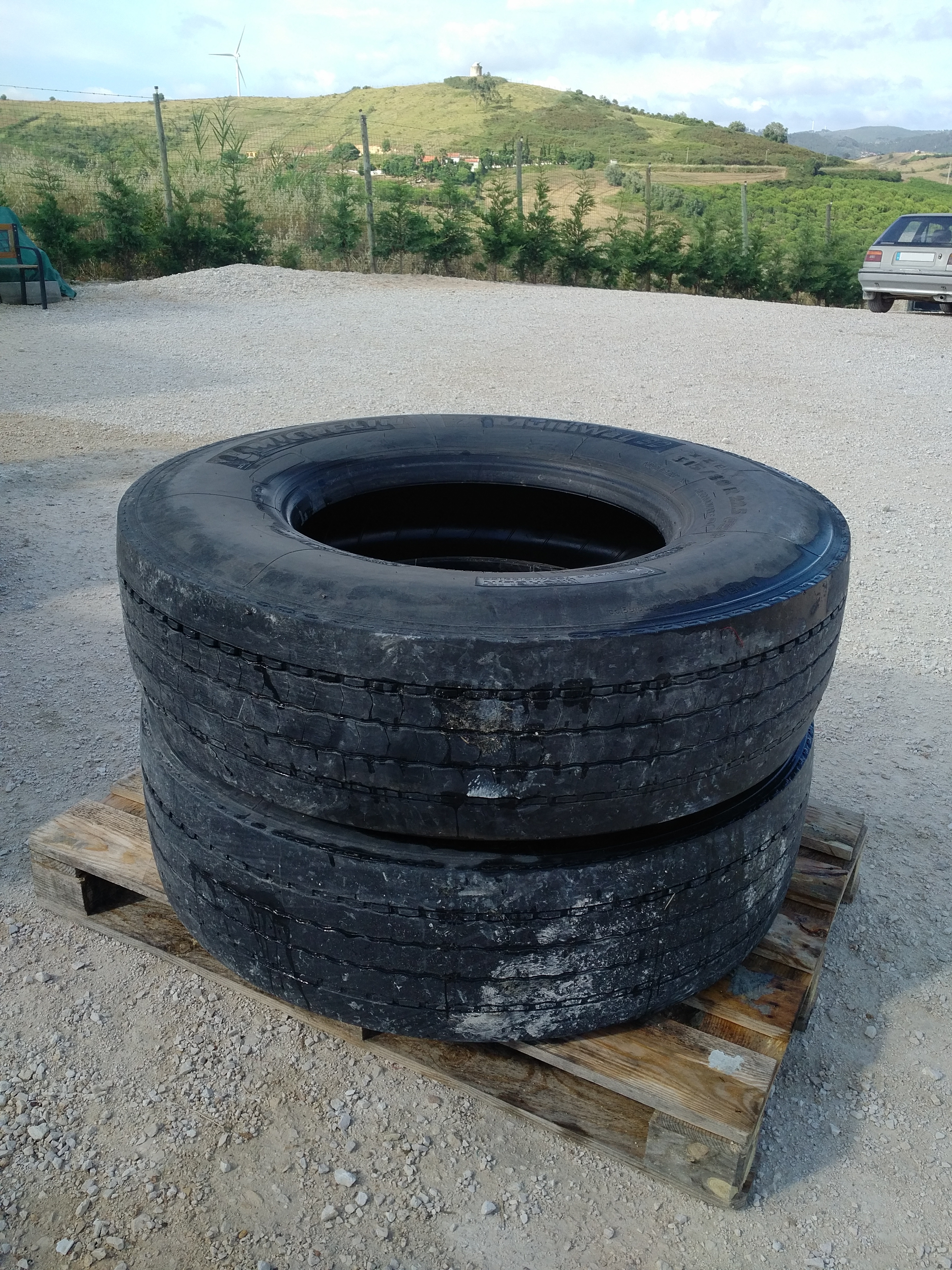 Transport & Delivery of 2 used Michelin X Multiway 3D 315/80R22.5 truck tyres to Barcelona - Spain.