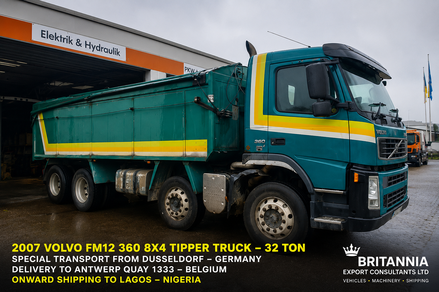 2007 Volvo FM12 360 8x4 Tipper Truck Shipping from Düsseldorf, Germany to Lagos, Nigeria