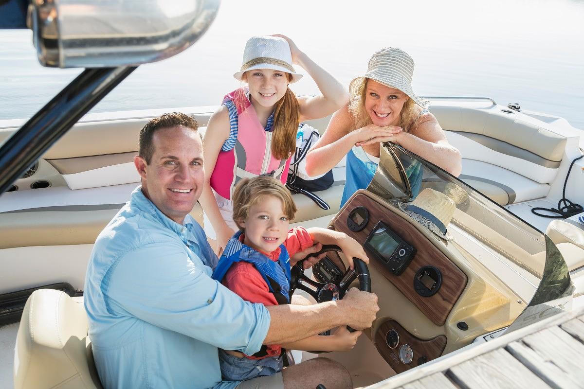 Family enjoying their new boat