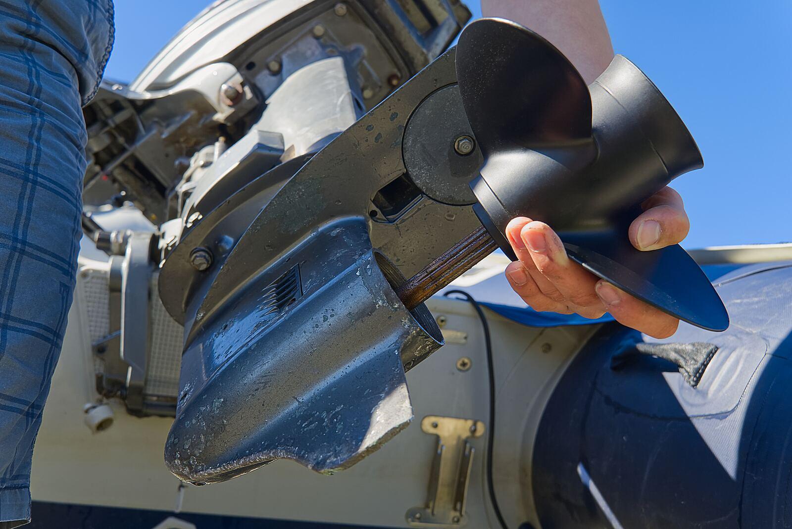 Boat propeller being repaired