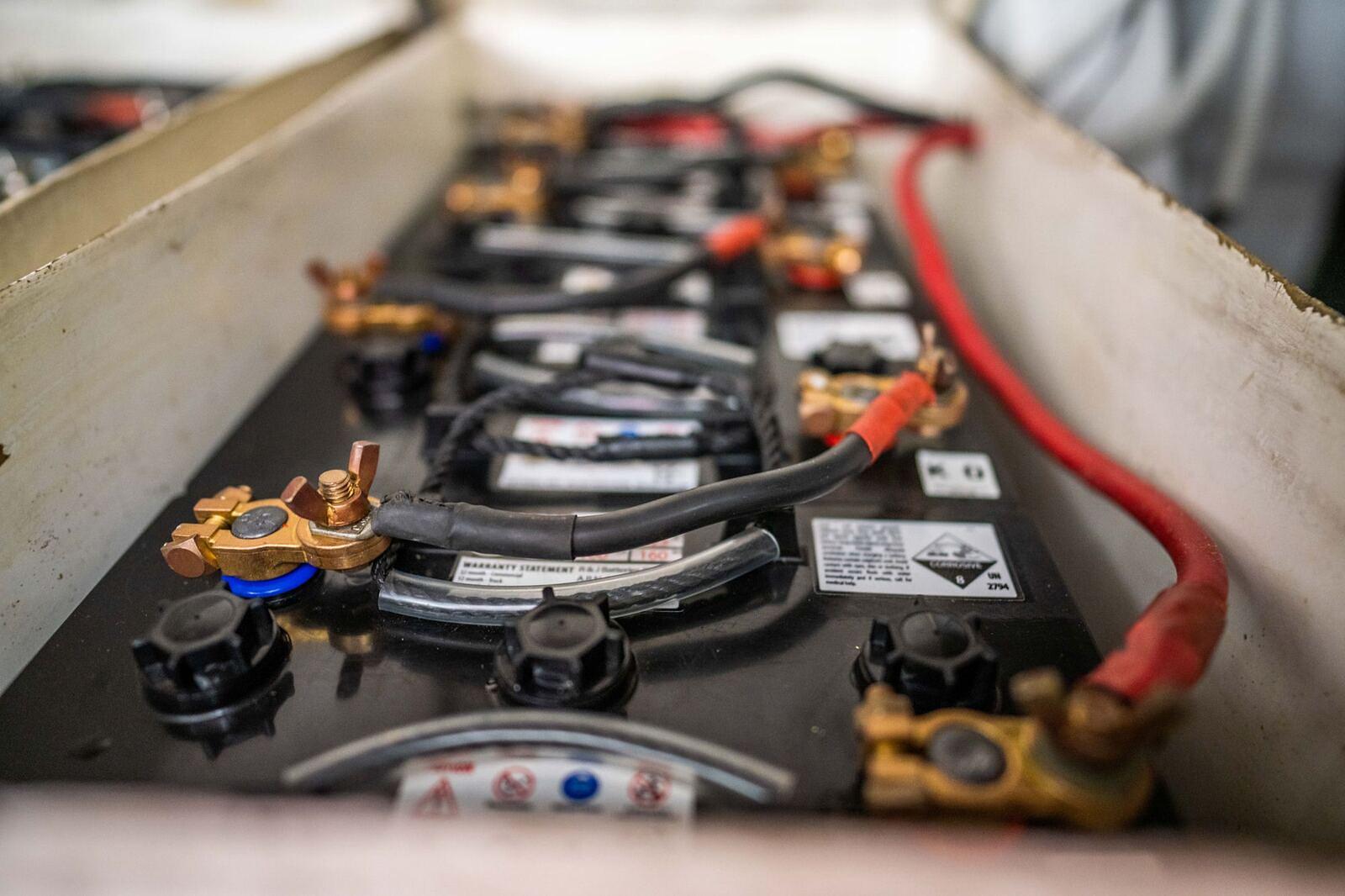 Marine battery being replaced on a boat