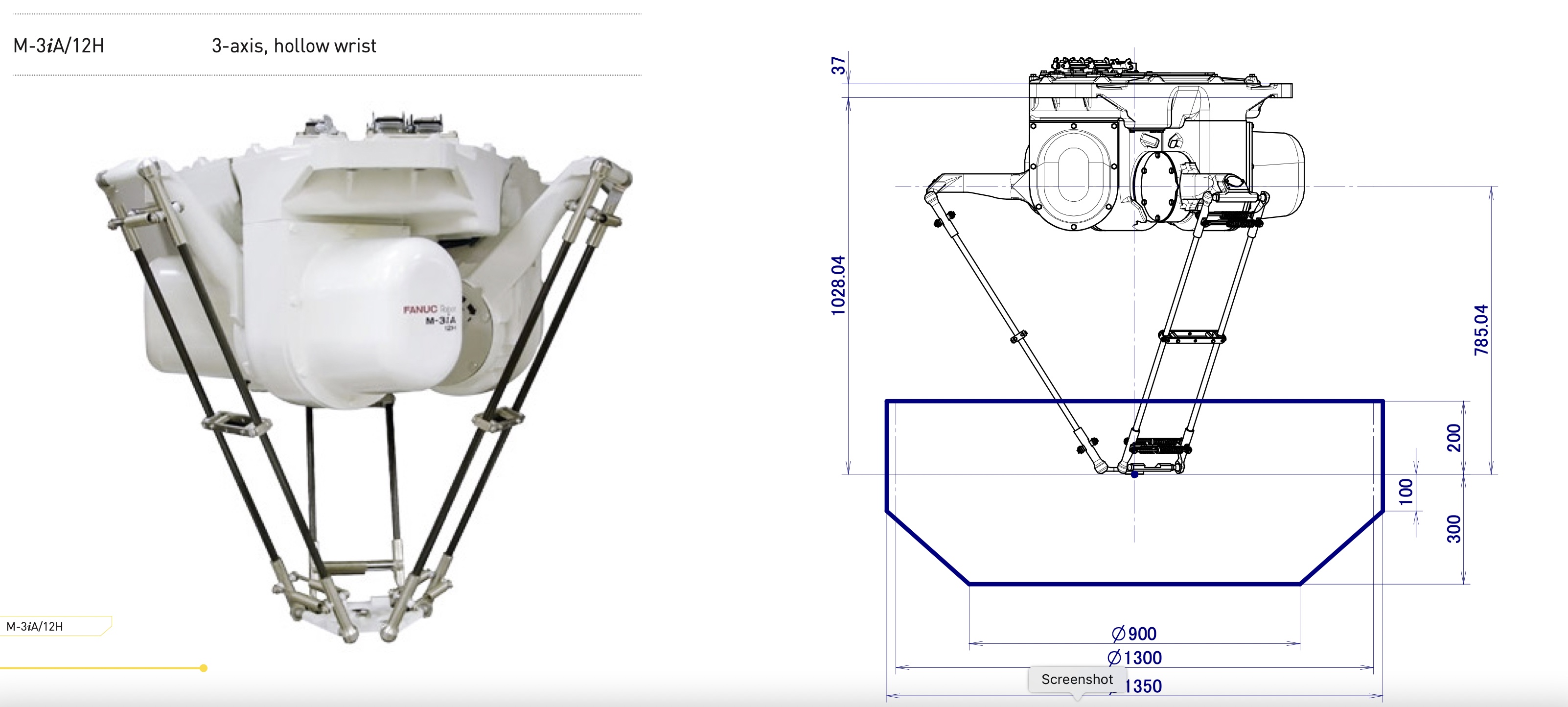 Fanuc M-3iA/12H Delta Robot Data Sheet