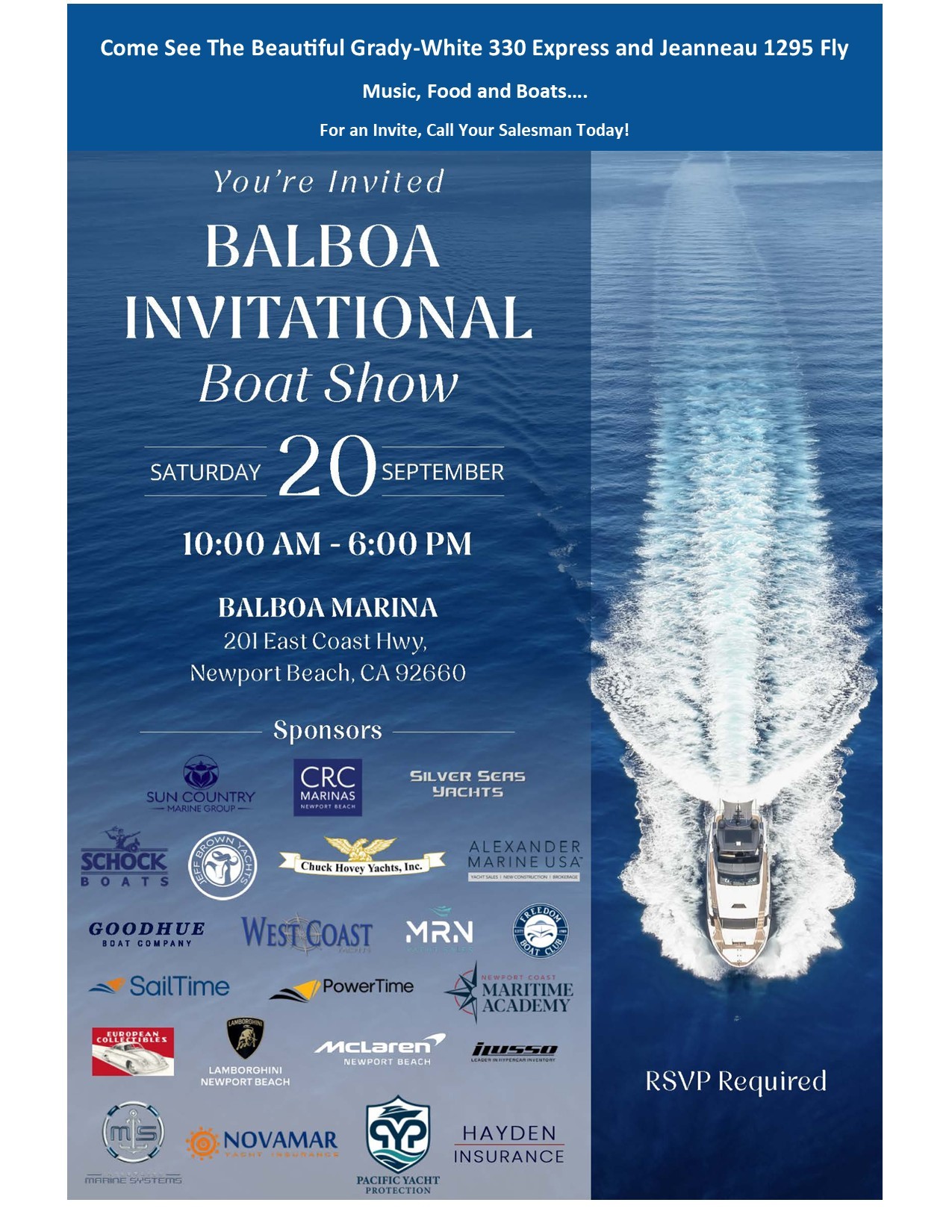 2025 Balboa Invitational Boat Show         Saturday Sept 20, 2025   10 am - 6 pm