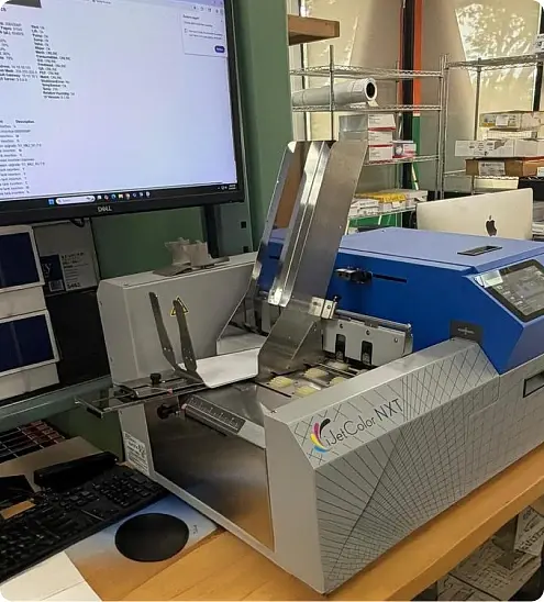 A digital printing press in a production shop
