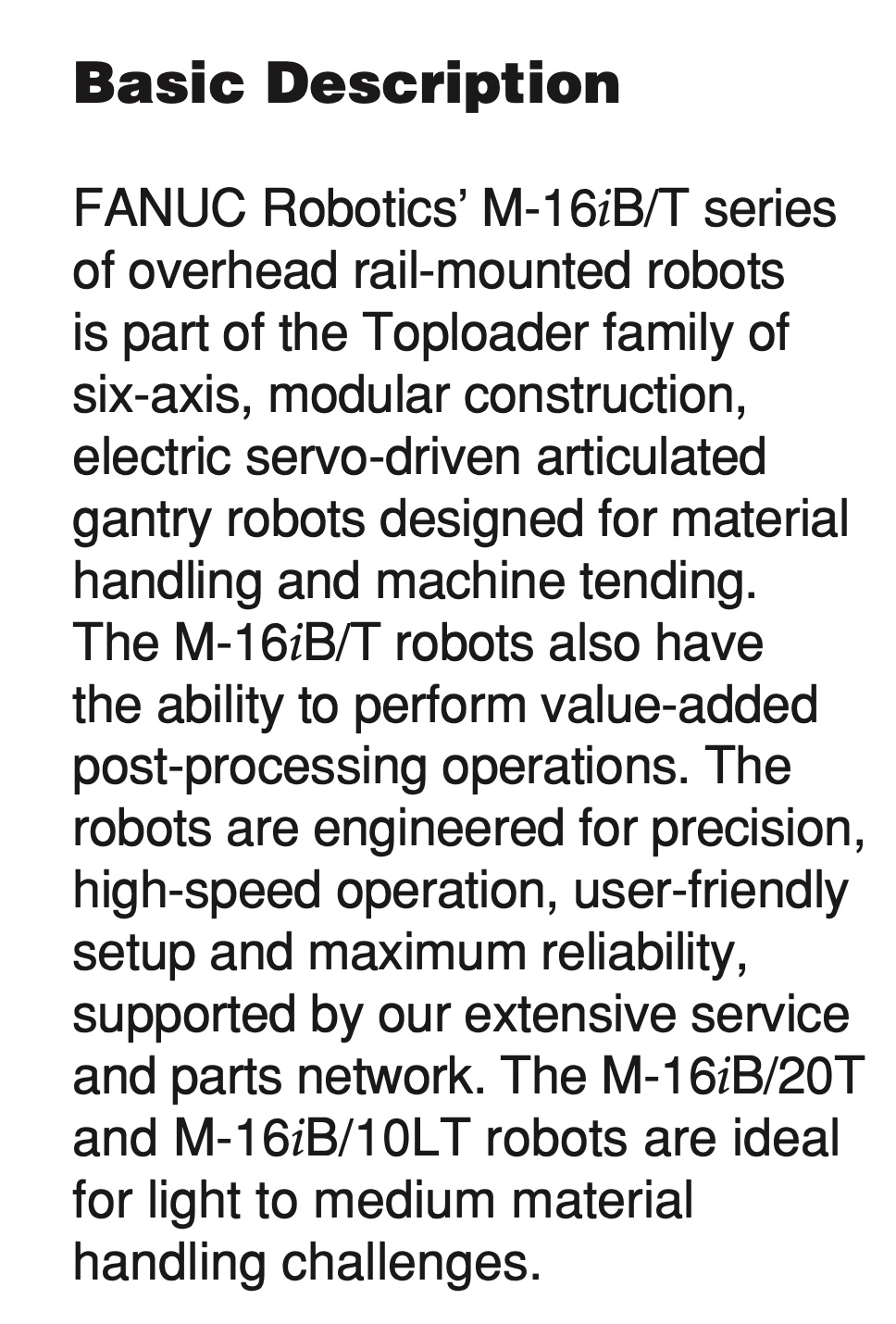 Fanuc M-16iB/T Data Sheet