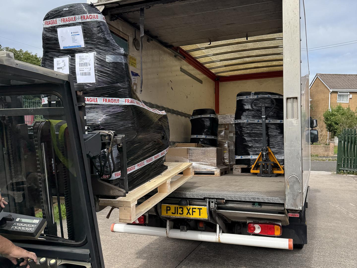 Hessen Medical equipment being loaded for dispatch.