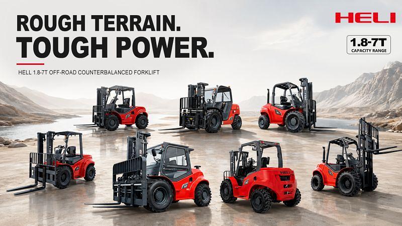 Heli rough terrain forklifts from 1.8 to 7 tons