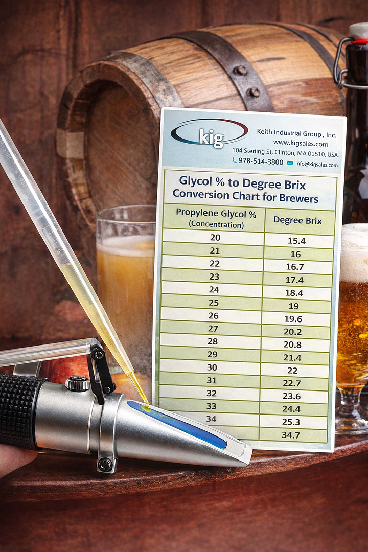 Glycol % to Degree Brix Conversion Chart for Brewers