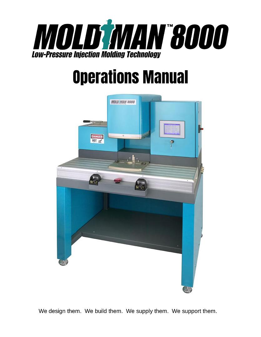 Moldman 8000 low pressure molding machine manual