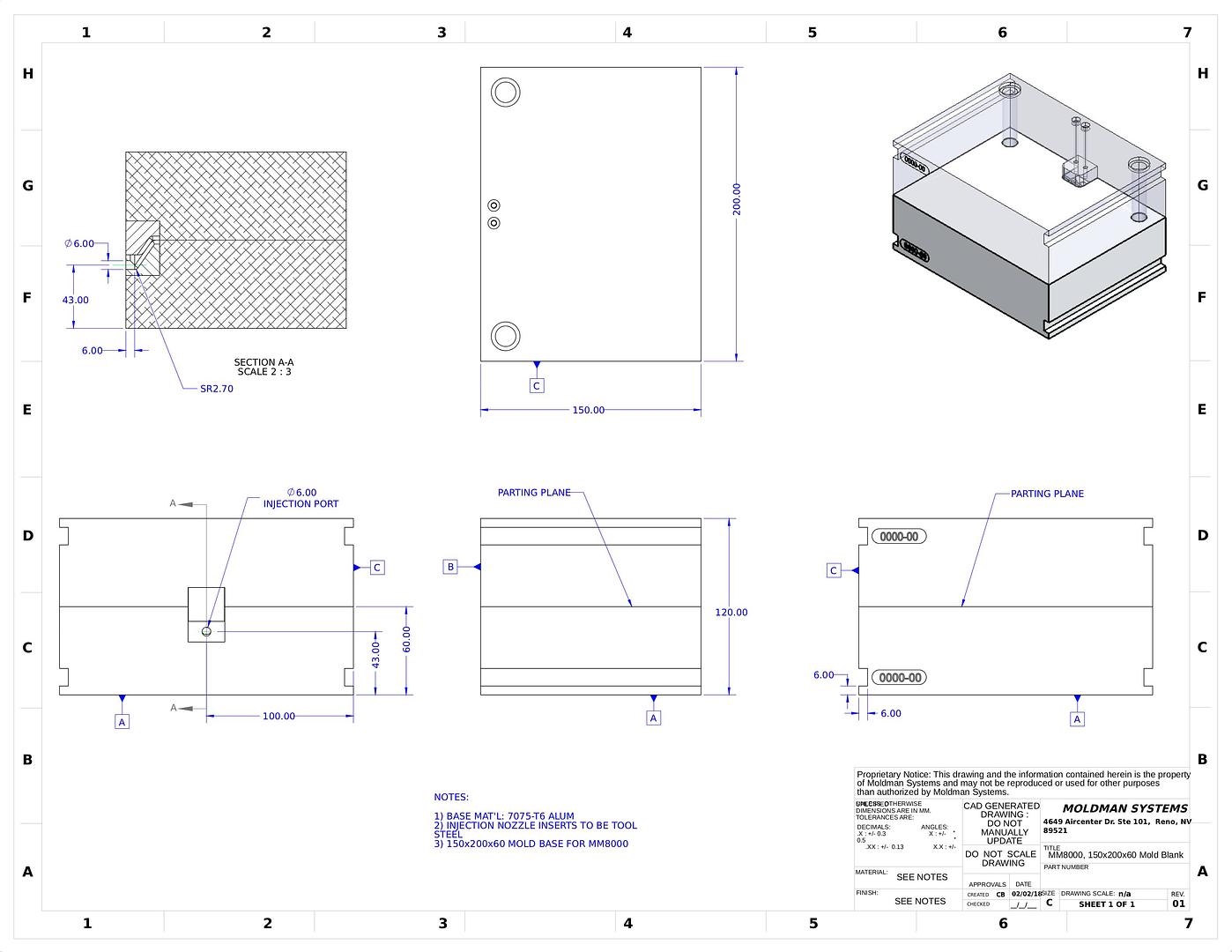 Moldman 8000 mold set assem 150mm x 200mm