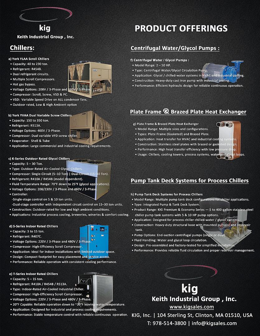 KIG Product Offerings – Chillers, Pumps & Industrial Cooling Systems