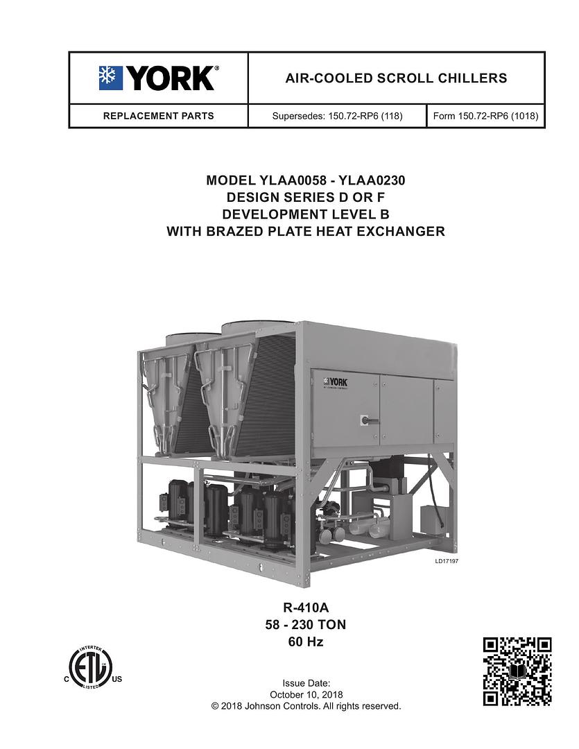 YLAA-0058 thru YLAA-0230 R410a 150.72-RP6 (1018)