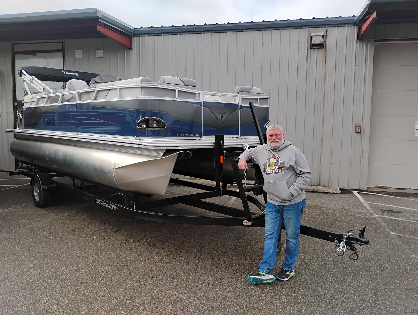 james & sarah Robinsdale Tahoe sport 2180 quad lounge ponton with honda 100hp