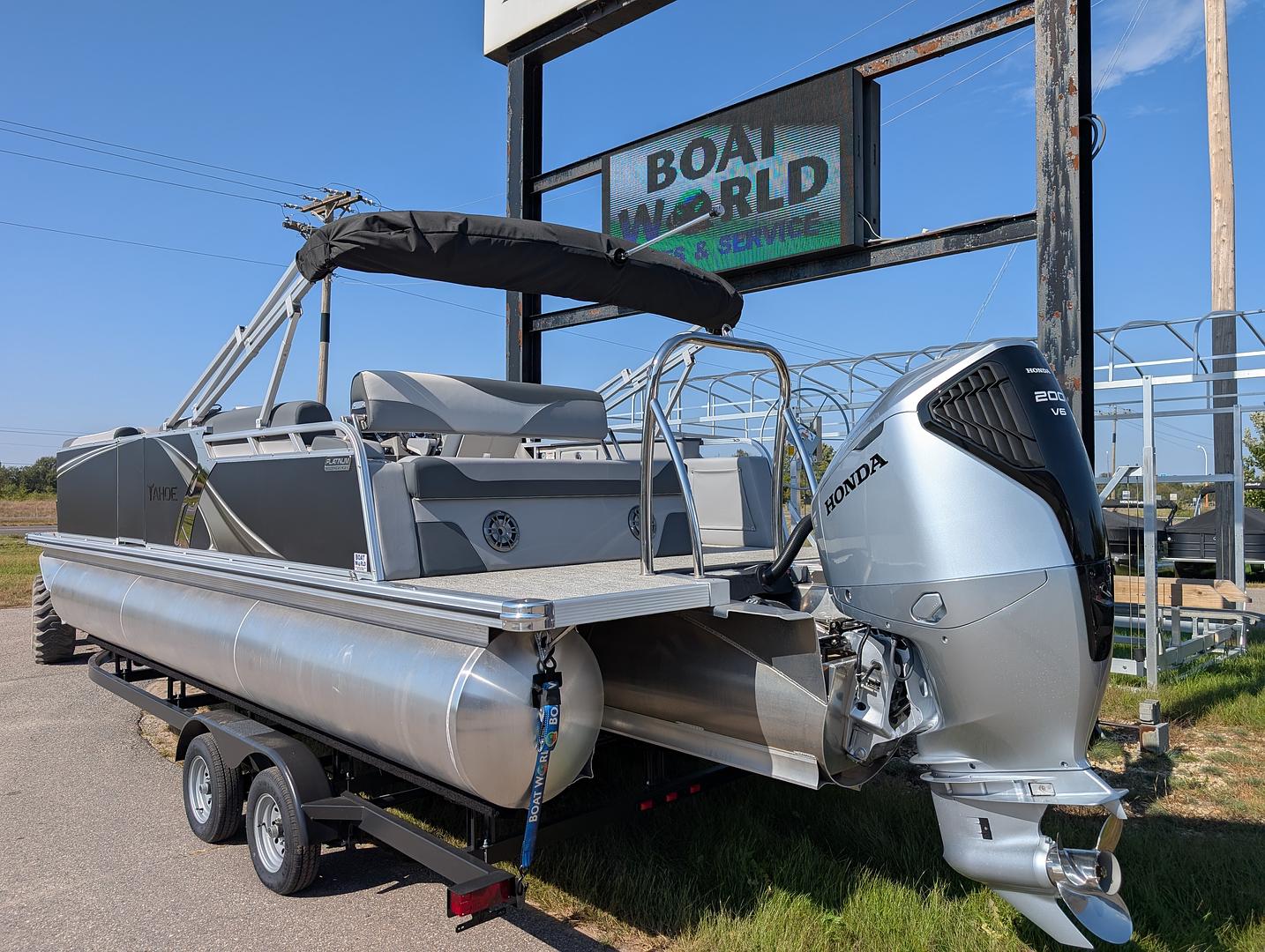 tritoon tahoe ltz 2385 cruise rear bench honda 200hp boat world best price montgomery tx