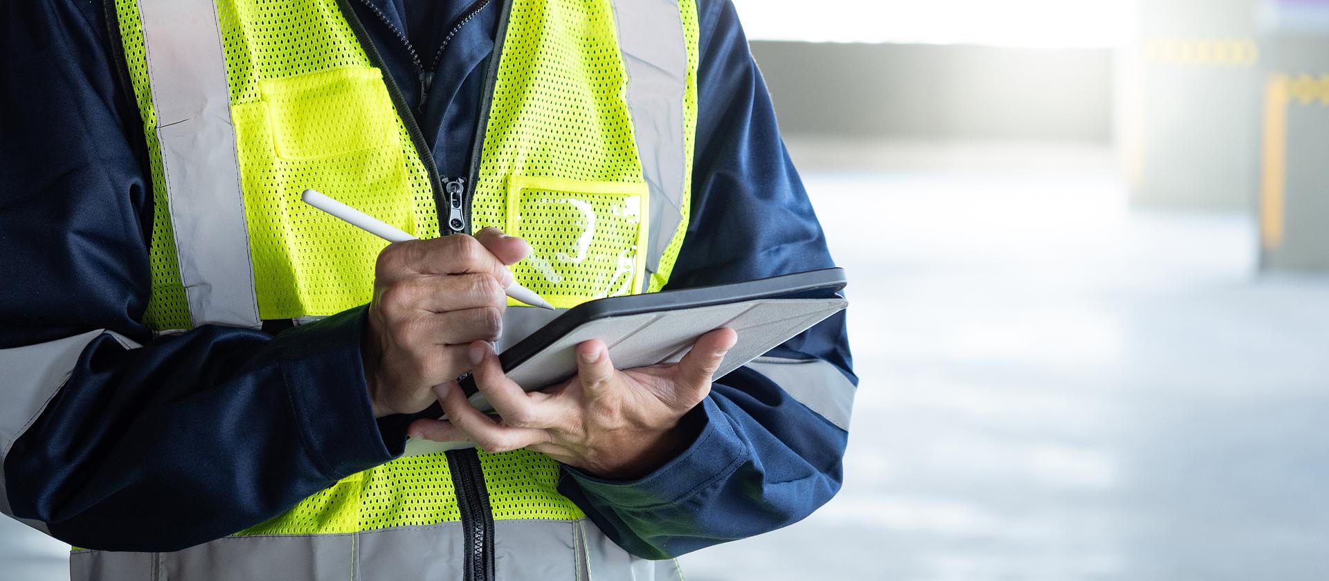Technician running a diagnostic check on equipment