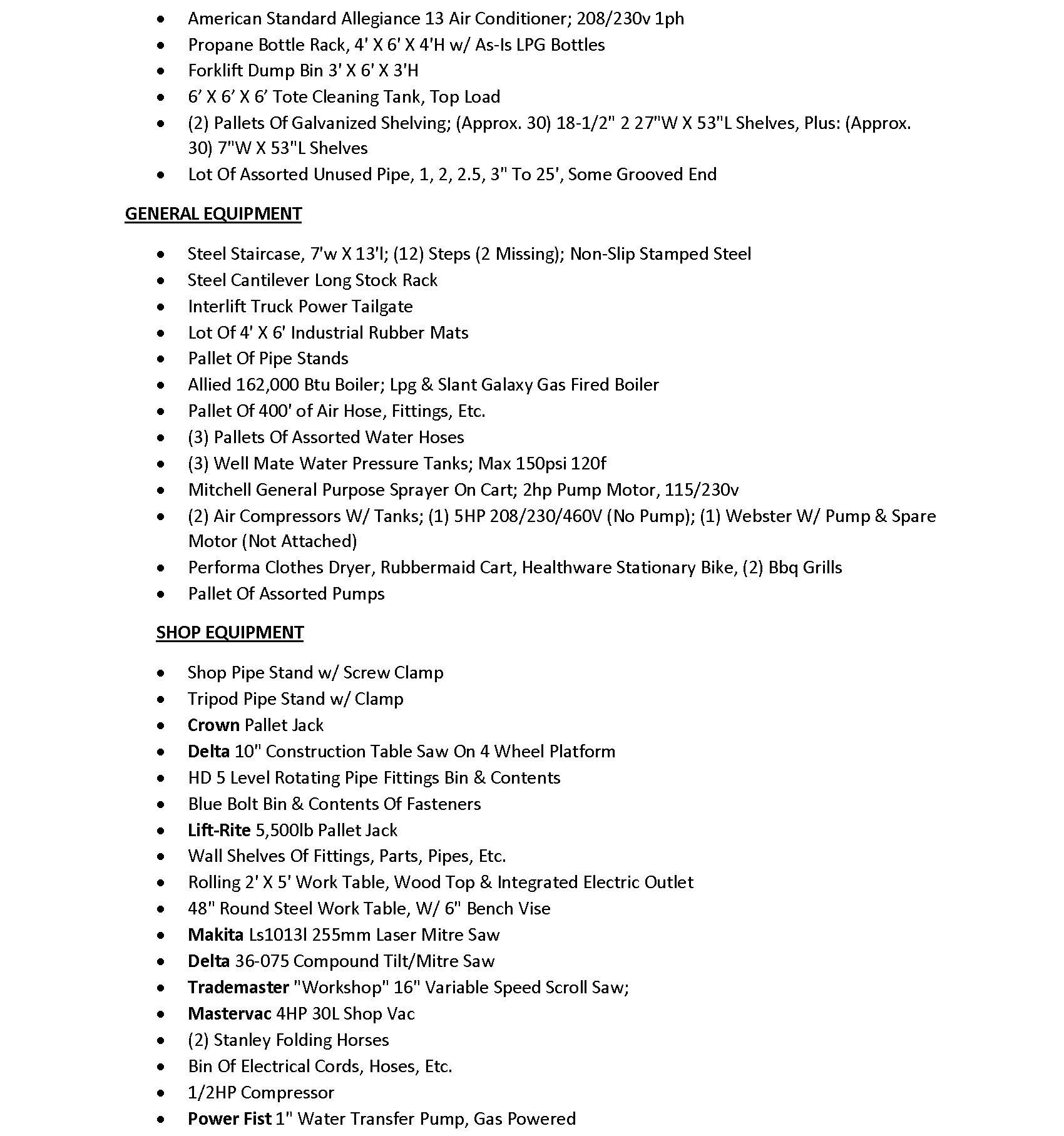 PAST AUCTION - General Industrial & Greenhouse Equipment  