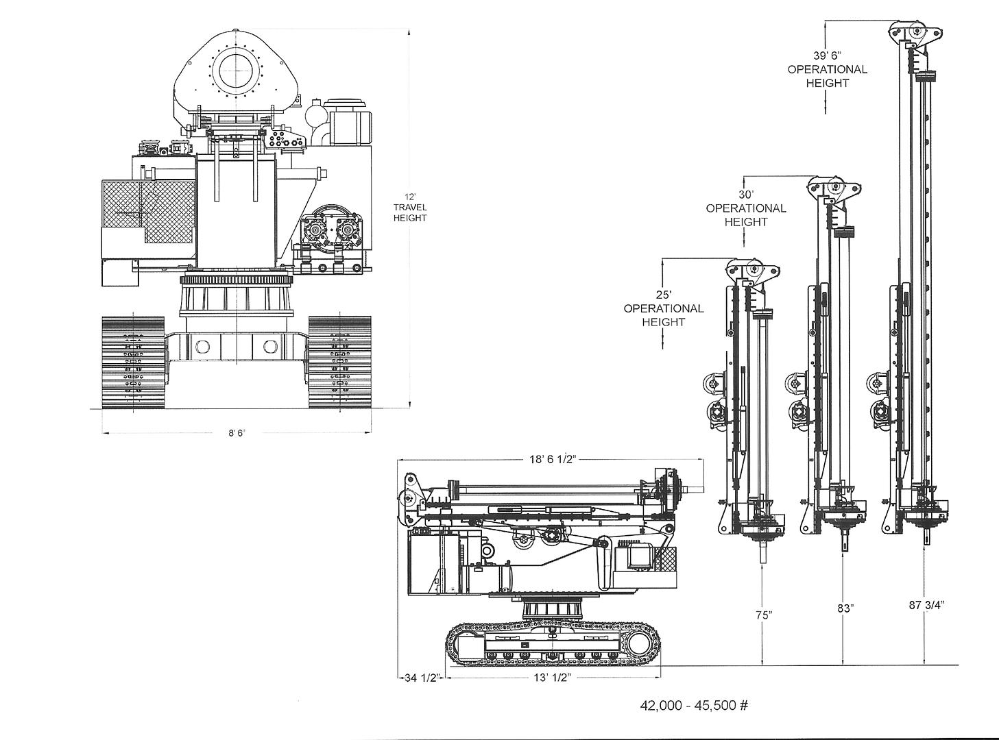 LHD-XL track mount specifications diagram