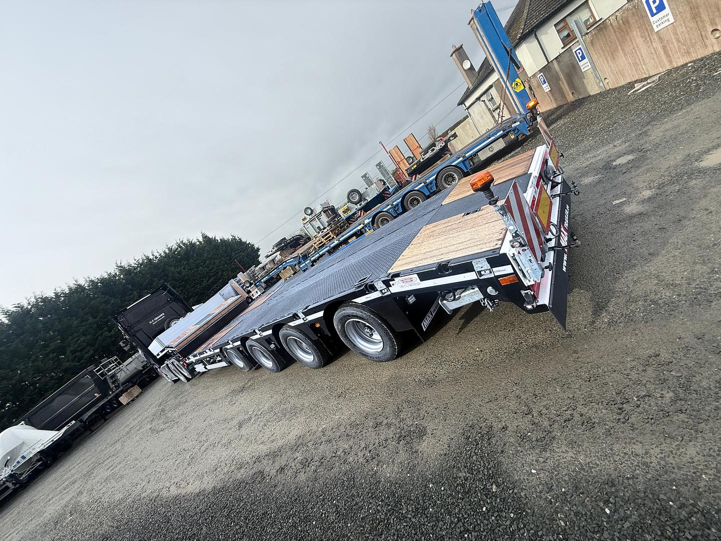 JLC Cranes, on collection of their New MAX Trailer, 4 axle power steered step frame