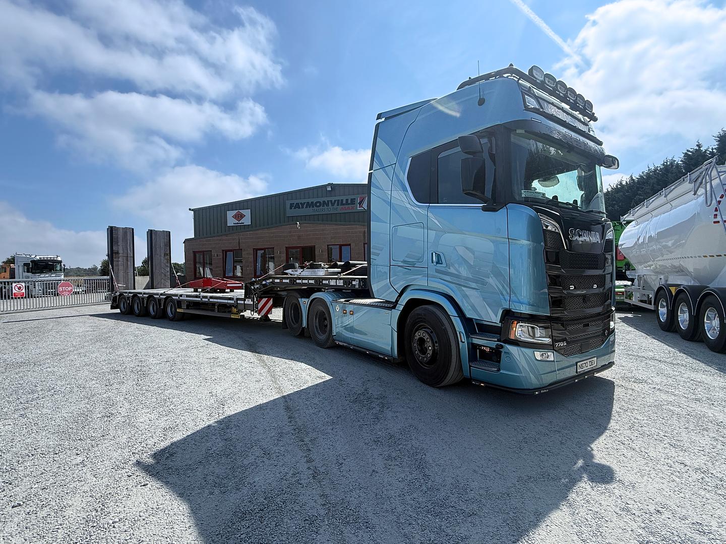 N&S Devlin Haulage on collection of the 1st of 2 new Faymonville low loaders