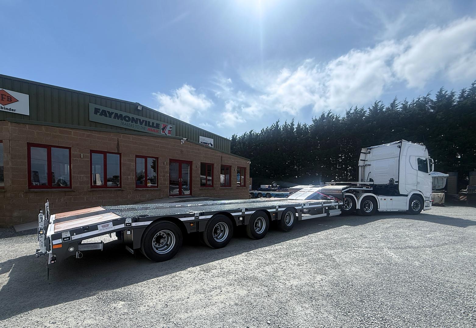 Greene Plant & Haulage on collection of new MAX Trailer, 4 axle low loader