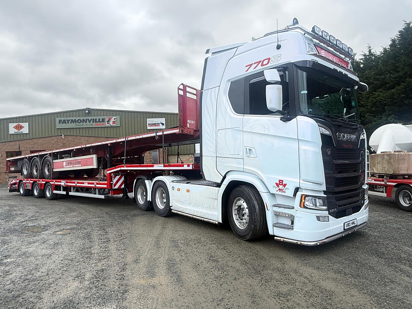 H. McLarnon & Sons, on collection of new MAX Trailer, 3 axle low loader