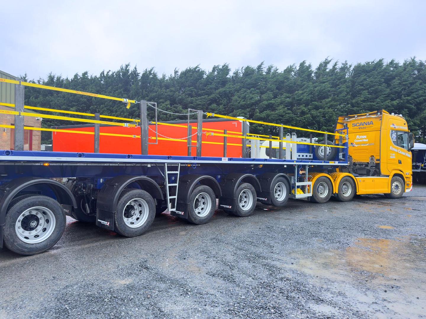 Flynn Crane Hire on collection of the newest edition to their ever growing fleet, a New Faymonville ballast trailer.