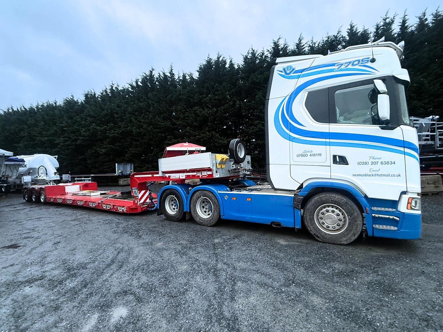 JJ Black Haulage on collection of the new MAX Trailer 3 axle drop neck low loader