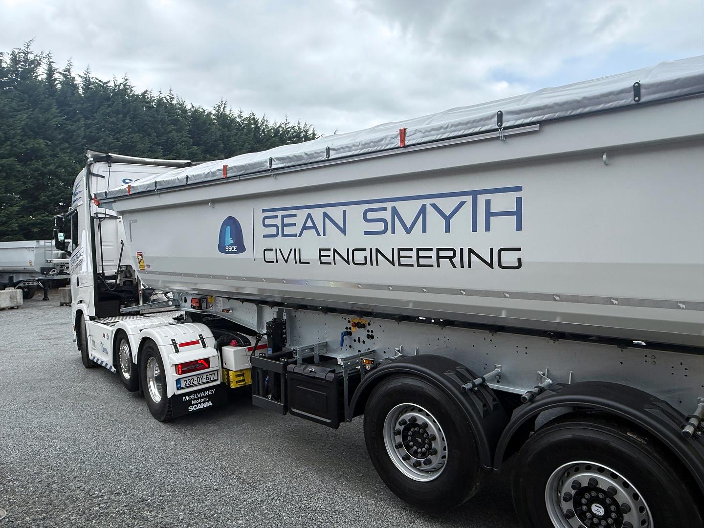 Sean Smyth Civil Engineering on collection of 2nd new Schmitz Tipping Trailer