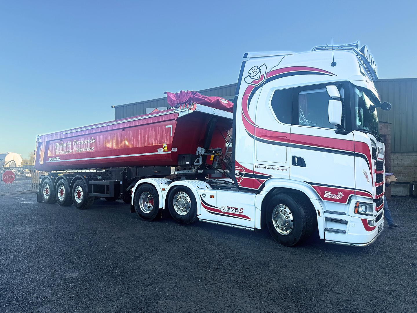 Richard Ormonde Transport Services, on collection of another New Schmitz tipper 